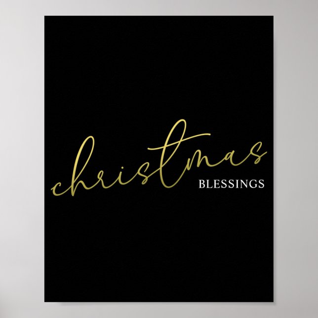 Poster Christmas Gold Calligraphy Script Modern Blessings (Devant)