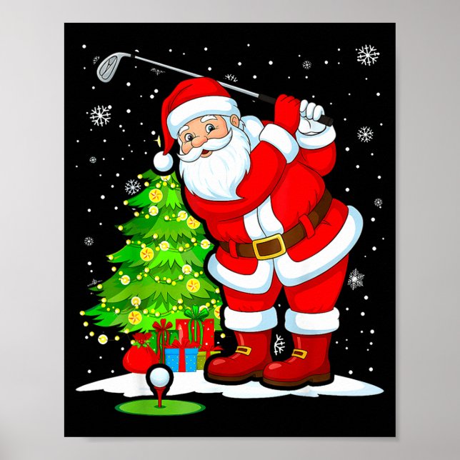 Poster Christmas Golf Santa Golfer Xmas Funny Christmas G (Devant)