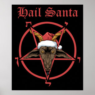 Poster Christmas Hail Père Noël Satanism Goat Satan Bapho