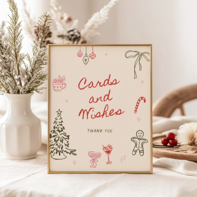 Poster Christmas Hand Drawn Cards and Wishes (Créateur téléchargé)