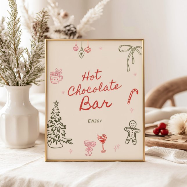 Poster Christmas Hand Drawn Hot Chocolate Bar (Créateur téléchargé)