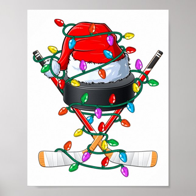 Poster Christmas Hockey Xmas Santa Srts Hat Ball Kids B  (Devant)