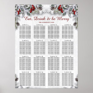 Poster Christmas Holly Berry 16 Tables SEATING CHART