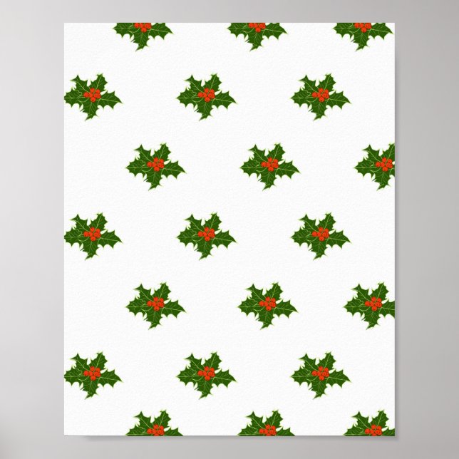 Poster Christmas Holly Motif (Devant)
