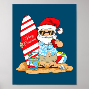 Poster Christmas In July Santa Claus On The Beach with