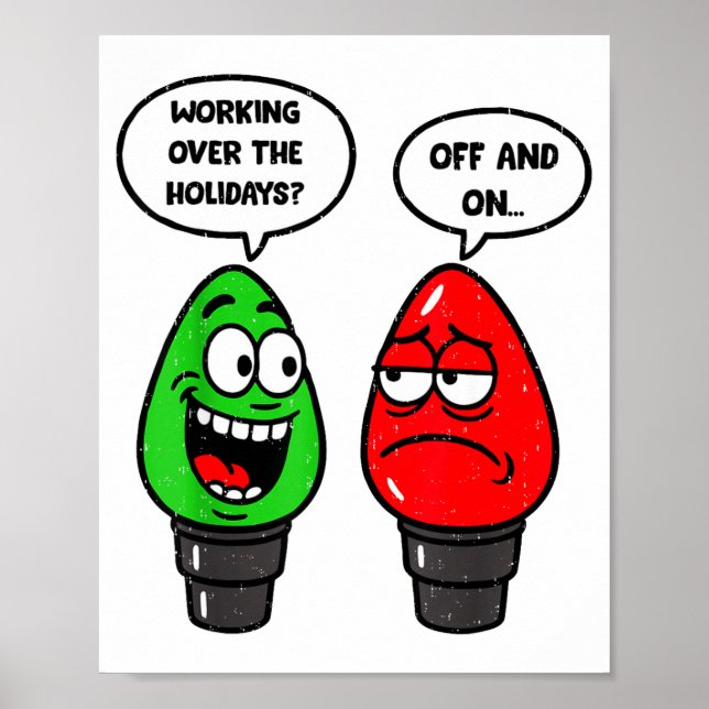Poster Christmas Lights Joke Light Bulb Working Off On Pu (Devant)