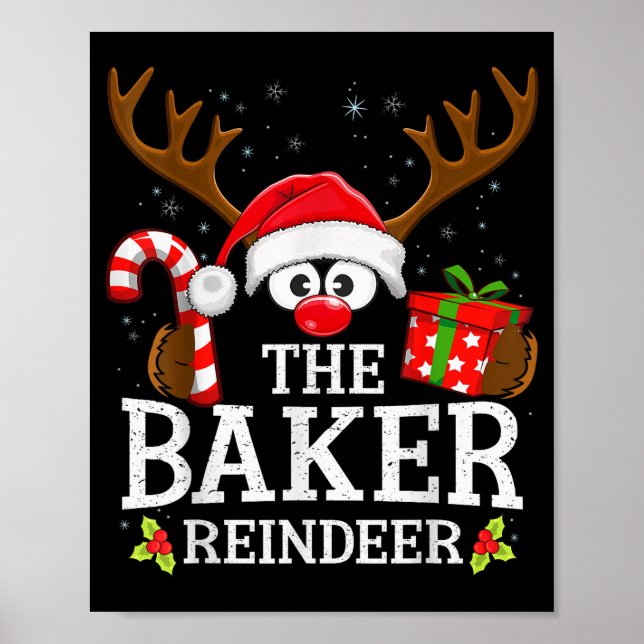 Poster Christmas Matching The Baker Reindeer Family  (Devant)