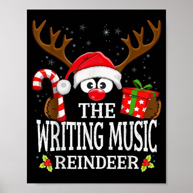 Poster Christmas Matching The Writing Music Reindeer Fami (Devant)