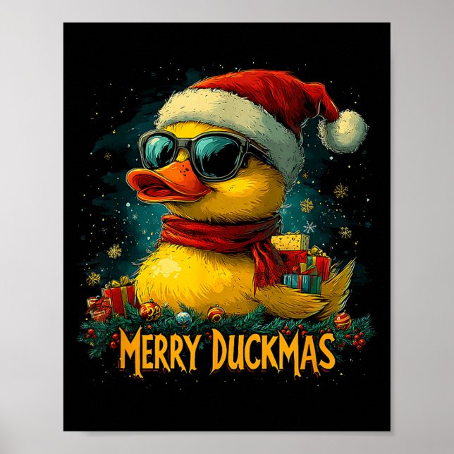 Poster Christmas Merry Duckmas Funny Quackmas Pajama Duck (Devant)