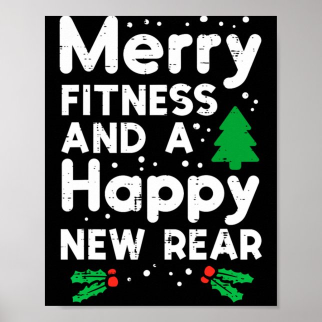 Poster Christmas Merry Fitness Happy New Rear Xmas Workou (Devant)