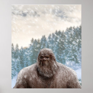 POSTER CHRISTMAS NEIGE BIGFOOT SASQUATCH III