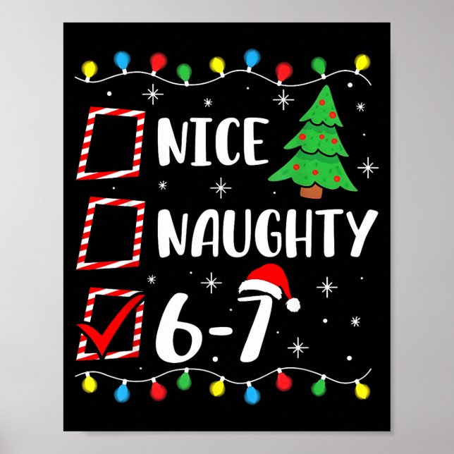 Poster Christmas Nice Naughty 67 Brainrot Funny 6-7 Meme  (Devant)