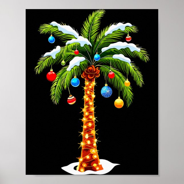 Poster Christmas Palm Tree Hawaiian Trocal Xmas  (Devant)