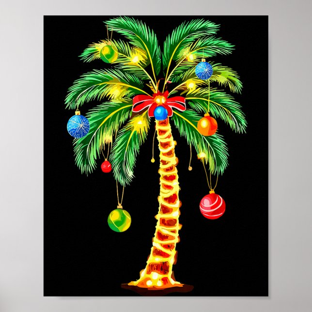 Poster Christmas Palm Tree Hawaiian Xmas  (Devant)