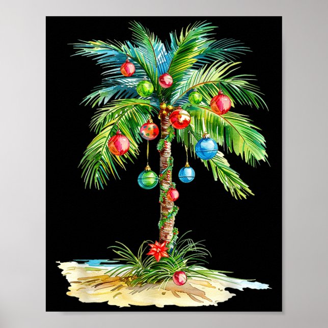 Poster Christmas Palm Tree Light Hawaiian Trocal Xmas Men (Devant)