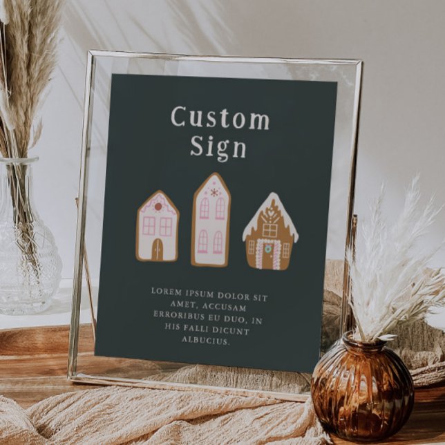 Poster Christmas Pink Gingerbread House Custom Sign (Créateur téléchargé)