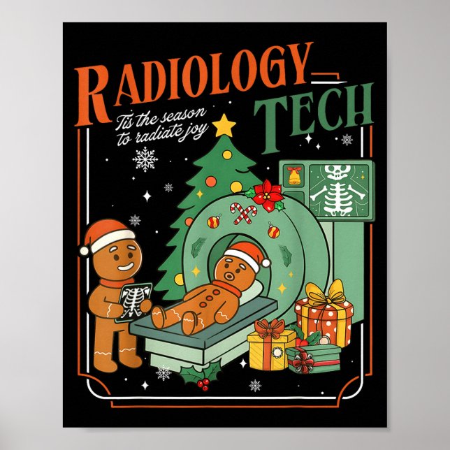 Poster Christmas Radiology Tech Funny Gingerbread Man Rad (Devant)