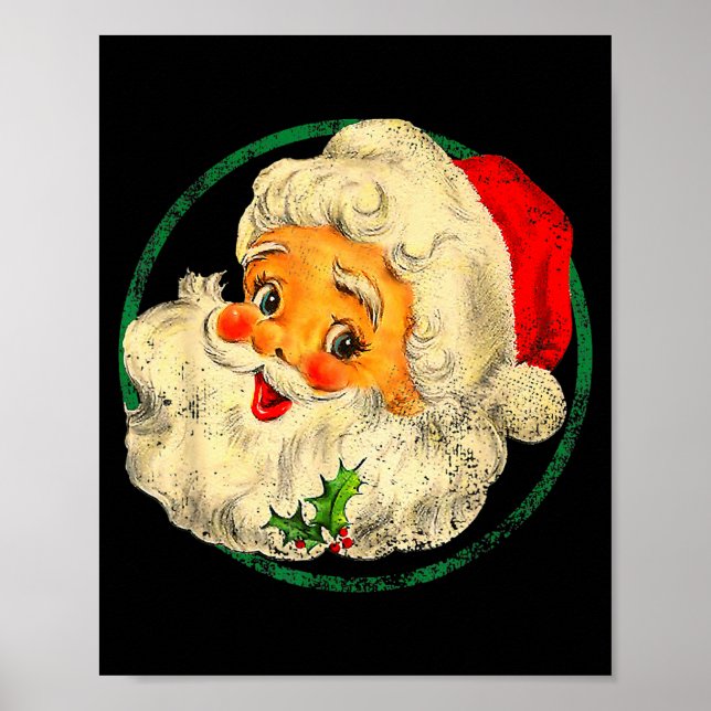 Poster Christmas Santa Claus Face Old Fashioned Pajamas H (Devant)