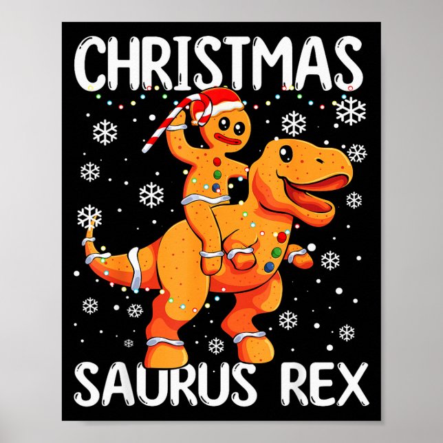 Poster Christmas Saurus Rex Gingerbread Man Cookie Trex B (Devant)