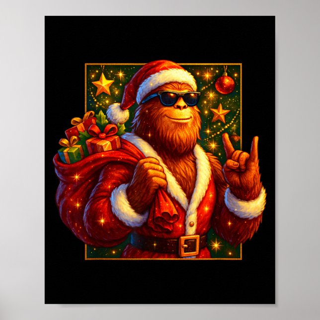 Poster Christmas Shirts Funny Xmas Sasquatch Santa Bigfoo (Devant)