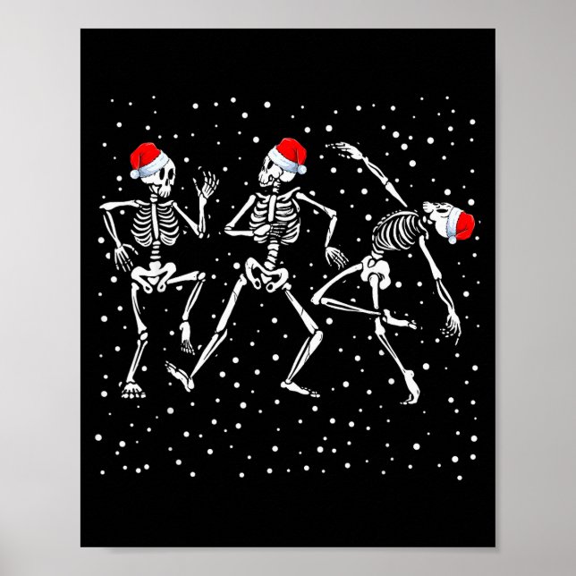 Poster Christmas Skeleton Dancing Funny Xmas  (Devant)