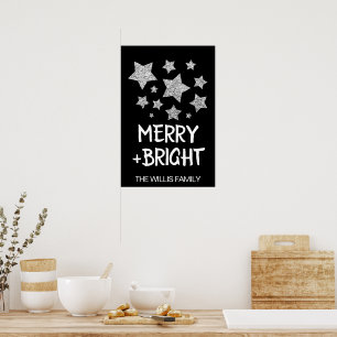Poster Christmas Sparkle Stars Joyeux Nom de famille