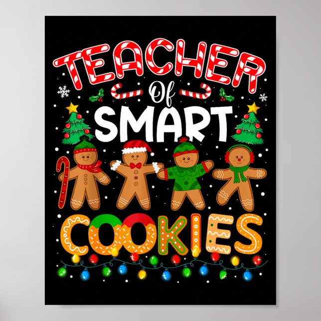 Poster Christmas Teacher Of Smart Cookies Funny Cute Ging (Devant)