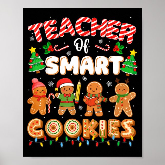 Poster Christmas Teacher Of Smart Cookies Funny Cute Ging (Devant)