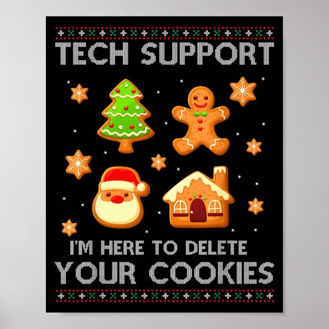 Poster Christmas Tech Suprt Here To Delete Cookies Ugly S (Devant)