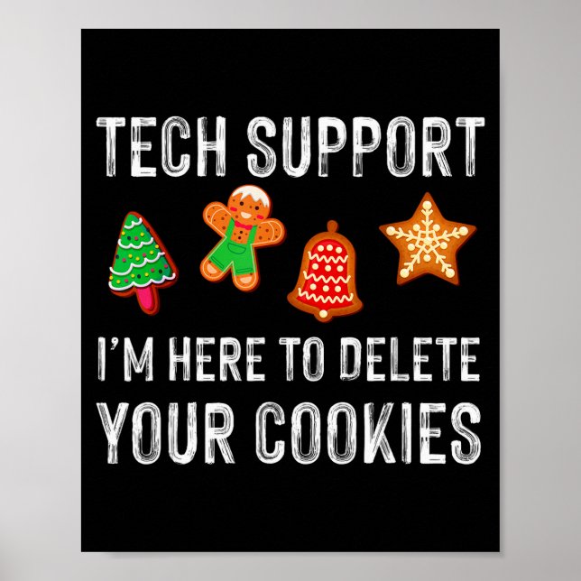 Poster Christmas Tech Suprt Here To Delete Cookies Xmas M (Devant)