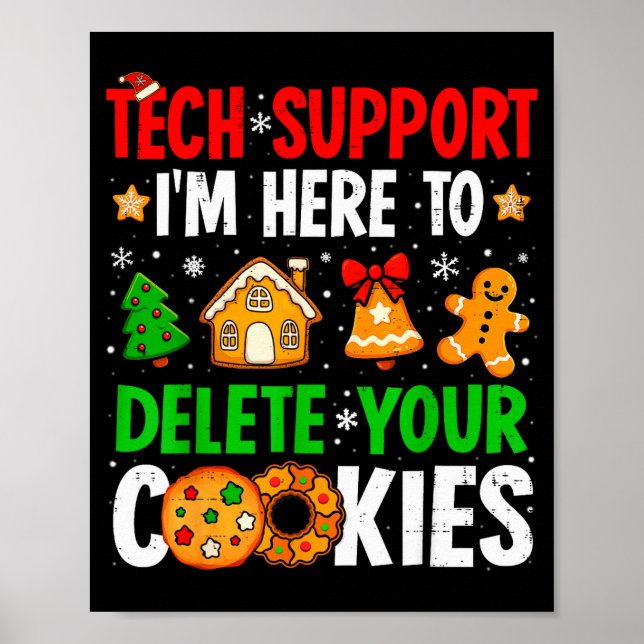 Poster Christmas Tech Suprt Here To Delete Cookies Xmas M (Devant)