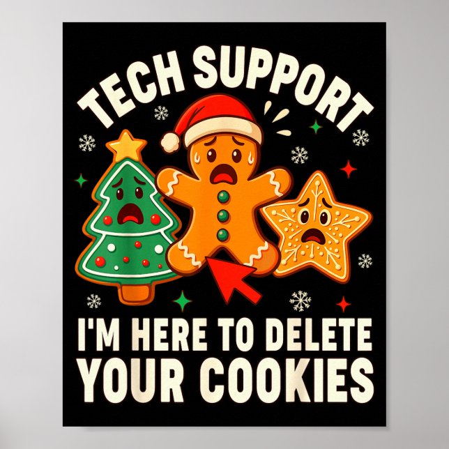 Poster Christmas Tech Suprt Here To Delete Cookies Xmas M (Devant)