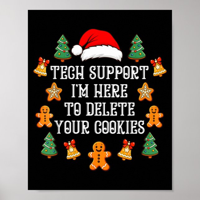 Poster Christmas Tech Suprt Here To Delete Cookies Xmas M (Devant)