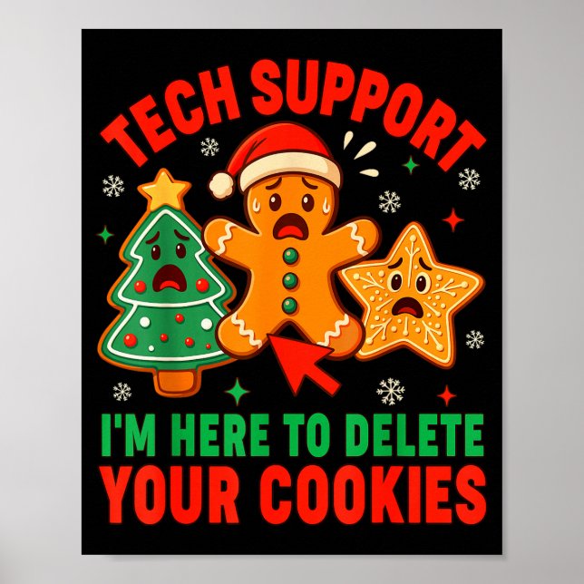 Poster Christmas Tech Suprt Here To Delete Cookies Xmas M (Devant)