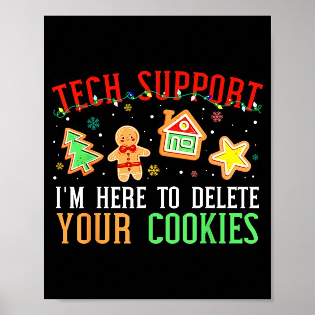 Poster Christmas Tech Suprt Here To Delete Cookies Xmas M (Devant)