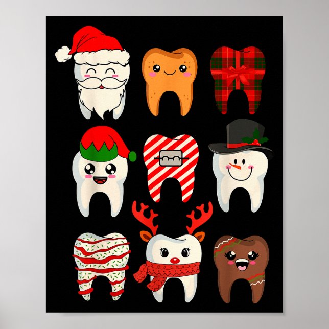 Poster Christmas Teeth Dentist Xmas Reindeer Santa Squad  (Devant)