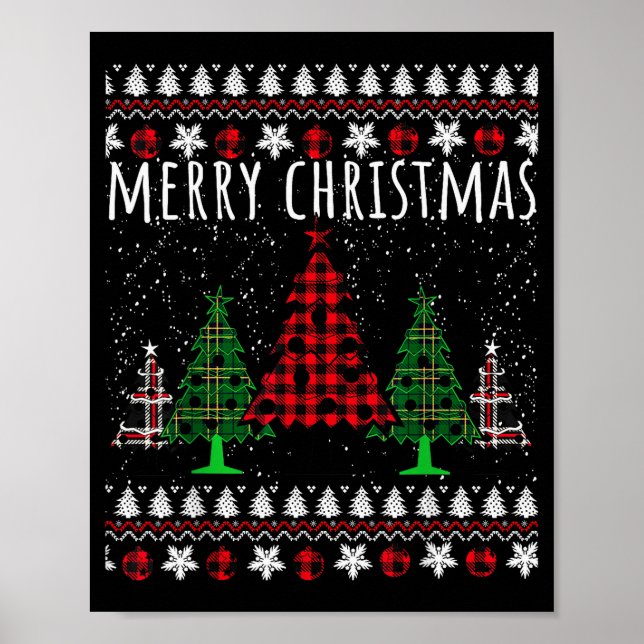 Poster Christmas Tree Buffalo Gingham Plaid  (Devant)