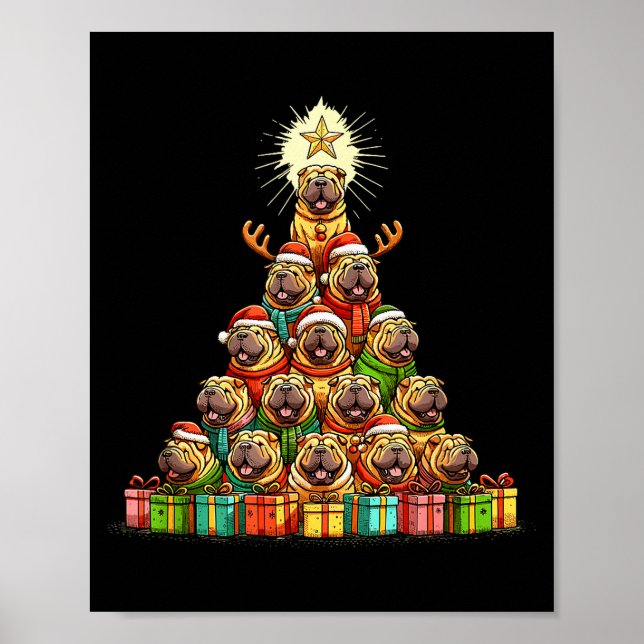 Poster Christmas Tree Chinese Shar-pei Shar Pei  (Devant)