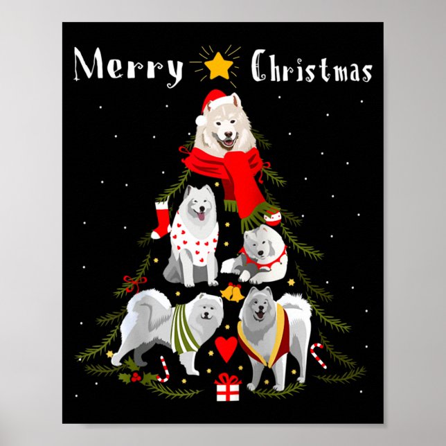 Poster Christmas Tree Samoyed Lover Xmas Dog Owner New Ye (Devant)