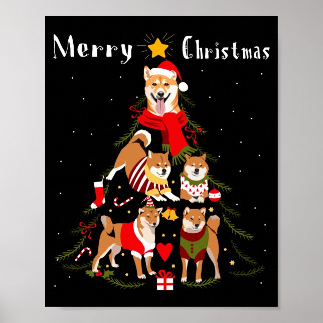 Poster Christmas Tree Shiba Inu Lover Xmas Dog Owner New  (Devant)