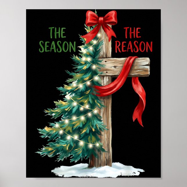 Poster Christmas Tree The Season Jesus Cross The Reason X (Devant)