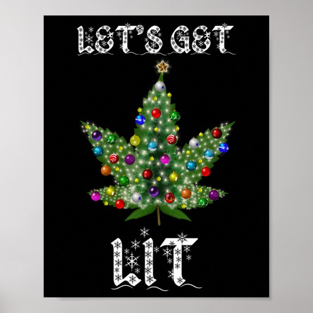 Poster Christmas Tree Weed Leaf Pot Thc Gift Tee  (Devant)