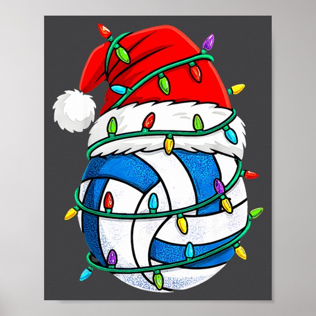 Poster Christmas Volleyball Santa Hat Lights Srts Xmas Pa (Devant)