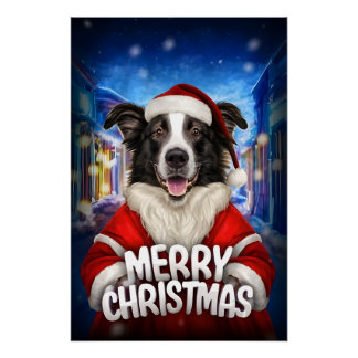 Poster Christmas with Border Collie