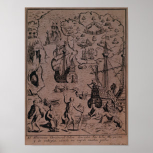 Poster Christopher Colombus découvrant les îles