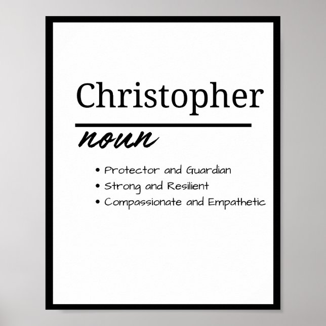 Poster Christopher, Petit Nom Personnalisé Définition (Devant)