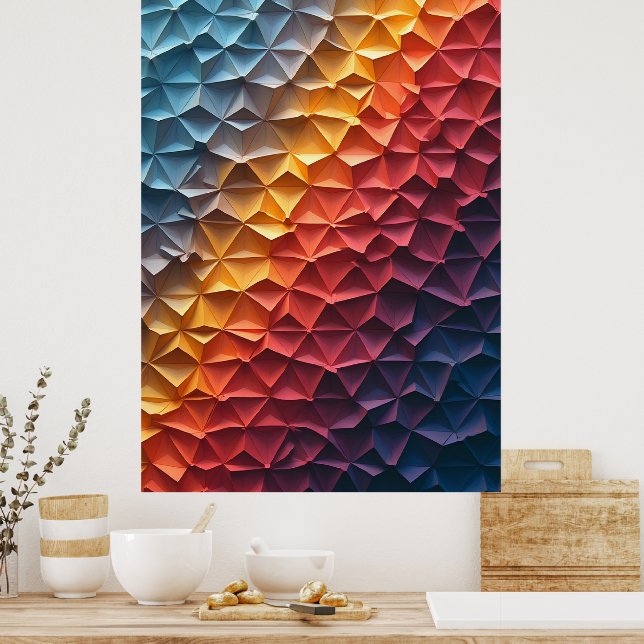Poster Chroma Fold: Geometric Prism Gradient Abstract Art (Cuisine)