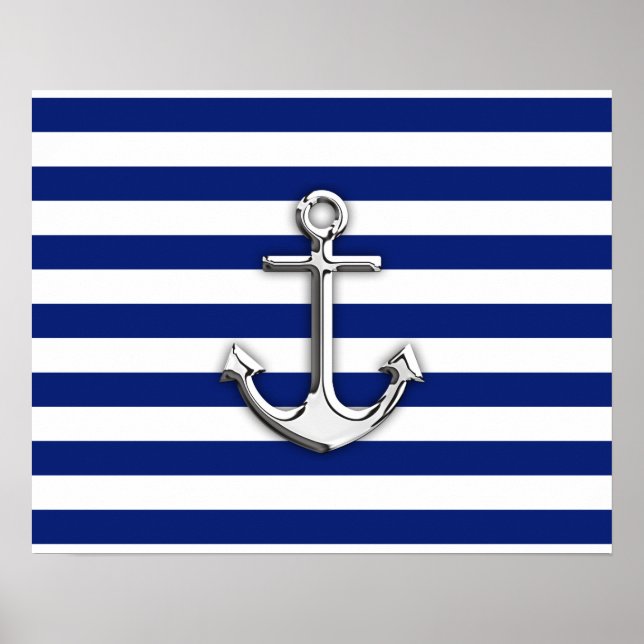Poster Chrome Anchor on Navy Stripes (Devant)