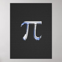 Chrome Argent Comme Symbole Pi sur Fibre de Carbon
