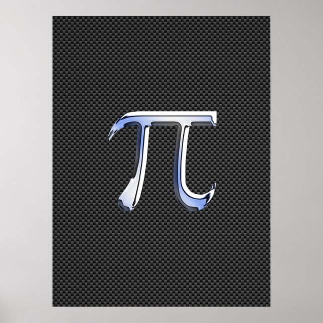 Poster Chrome Argent Comme Symbole Pi sur Fibre de Carbon (Devant)
